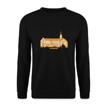 Duisburg City Hall - Unisex Sweatshirt - black - Front - Alina (178cm) & Michal (187cm)
