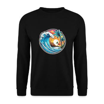 surf plage palmier soleil vacances - Sweat-shirt Unisexe - noir - Devant - Alina (178cm) & Michal (187cm)