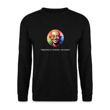 Glück ist eine Richtung | Zen-Zitat - Unisex Pullover - Schwarz - Vorne - Alina (178cm) & Michal (187cm)