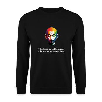One Loses Joy and Happiness | Zen Quote - Unisex Sweatshirt - black - Front - Alina (178cm) & Michal (187cm)