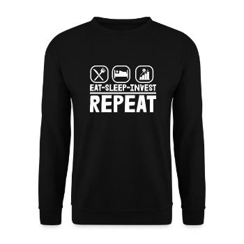 Eat Sleep Invest Repeat Trader Investor Stock Mark - Unisex Sweatshirt - black - Front - Alina (178cm) & Michal (187cm)