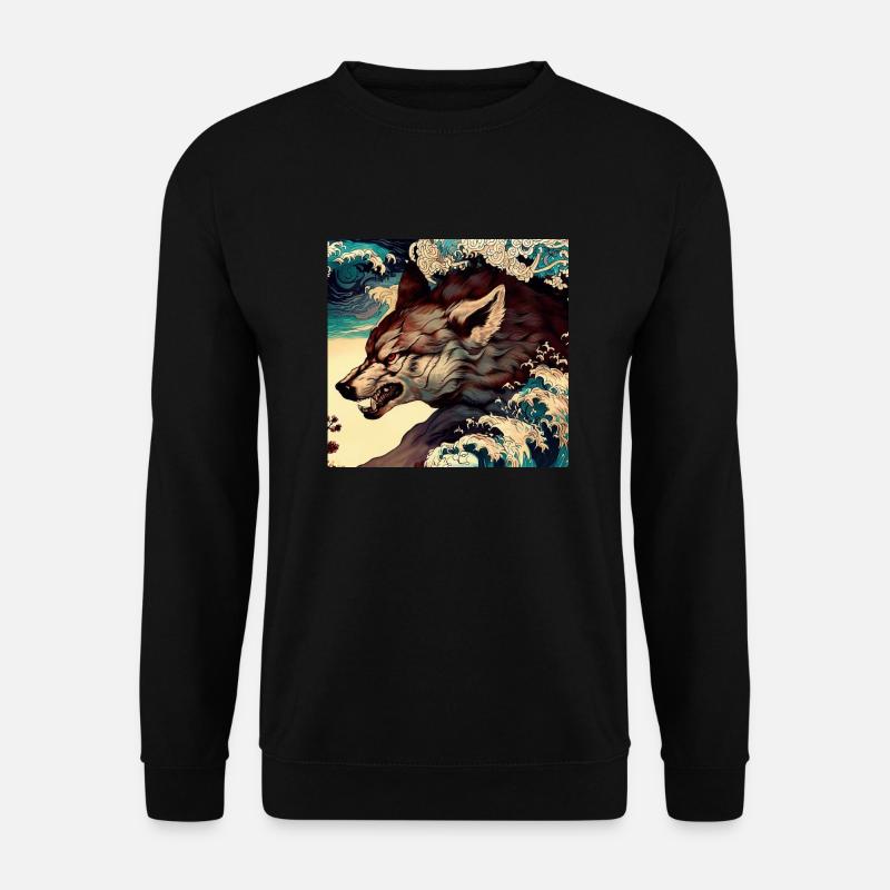 Wolf Japanese - Unisex Sweatshirt - black