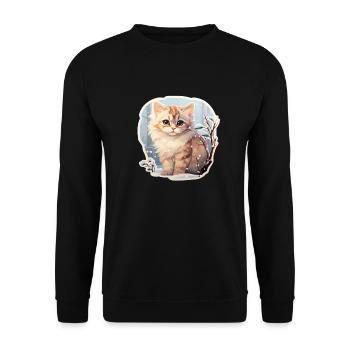 Kätzchen im Schnee - Unisex Pullover - Schwarz - Vorne - Alina (178cm) & Michal (187cm)