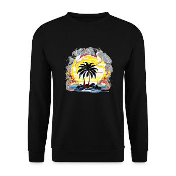Palmiers au soleil (Collection d’œuvres d’art) - Sweat-shirt Unisexe - noir - Devant - Alina (178cm) & Michal (187cm)