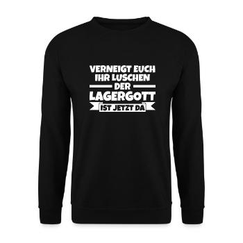 Gabelstapler Staplerfahrer Logistiker Lagerist Lag - Unisex Pullover - Schwarz - Vorne - Alina (178cm) & Michal (187cm)