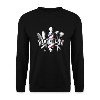 Barber Life Haircutting Beard Barbershop - Unisex Sweatshirt - black - Front - Alina (178cm) & Michal (187cm)