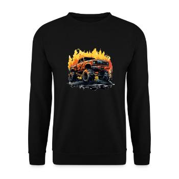 Monster Truck Car Monster Truck Motif - Unisex Sweatshirt - black - Front - Alina (178cm) & Michal (187cm)