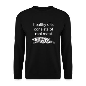 real meat - Unisex Pullover - Schwarz - Vorne - Alina (178cm) & Michal (187cm)