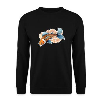 carpe koi - poisson japon - Sweat-shirt Unisexe - noir - Devant - Alina (178cm) & Michal (187cm)