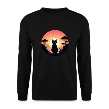 chat paysage et coucher de soleil - Sweat-shirt Unisexe - noir - Devant - Alina (178cm) & Michal (187cm)