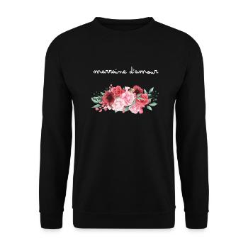 Marraine d’amour fleurs- idée cadeau marraine - Sweat-shirt Unisexe - noir - Devant - Alina (178cm) & Michal (187cm)