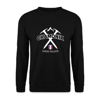 Chamonix Mont Blanc | Mountaineering | Climbing - Unisex Sweatshirt - black - Front - Alina (178cm) & Michal (187cm)