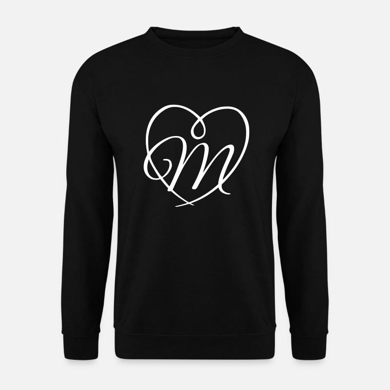 Letter M Calligraphy Heart - Unisex Sweatshirt - black