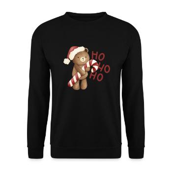 Weihnachtsbär - Unisex Pullover - Schwarz - Vorne - Alina (178cm) & Michal (187cm)