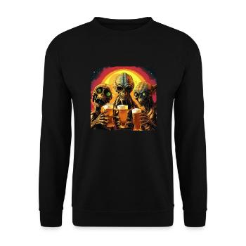 Drei lustige Aliens auf Urlaub, Alien Selfie Stars - Unisex Pullover - Schwarz - Vorne - Alina (178cm) & Michal (187cm)