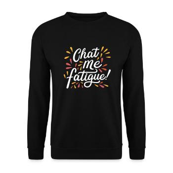 chat me fatigue - Sweat-shirt Unisexe - noir - Devant - Alina (178cm) & Michal (187cm)