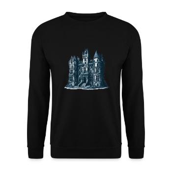 Mysterious abandoned castle with vineyards - Unisex Sweatshirt - black - Front - Alina (178cm) & Michal (187cm)