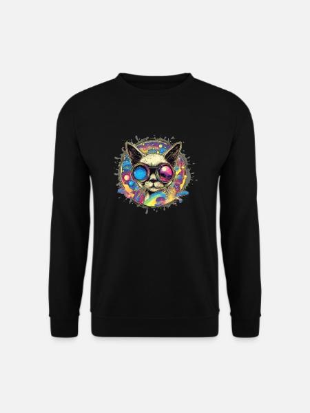 Siamkatze,katze,illustration,Graffiti,bunt,brille - Unisex Pullover - Schwarz