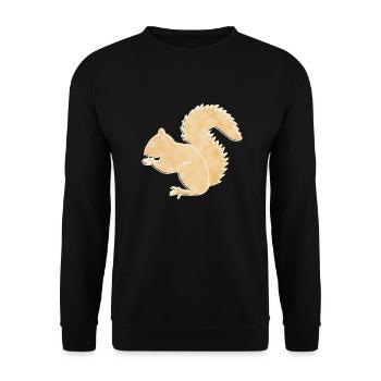 Eichhörnchen, Boho Line Art Design, Serie „Woods“ - Unisex Pullover - Schwarz - Vorne - Alina (178cm) & Michal (187cm)
