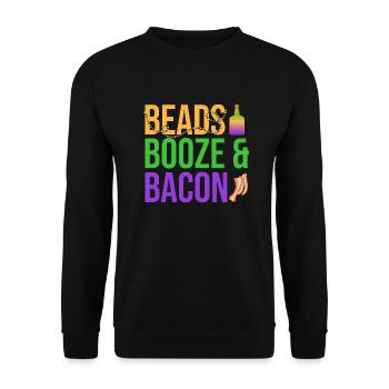 Beads Booze & Bacon Mardi Gras Carnival - Unisex Pullover - Schwarz - Vorne - Alina (178cm) & Michal (187cm)