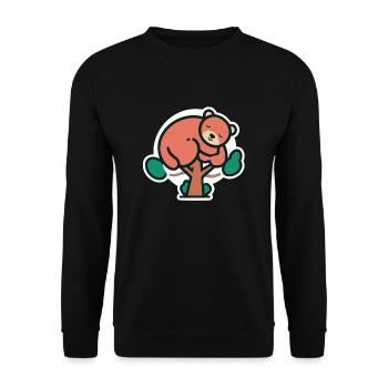 Schlafender Bär auf einem Baum - Unisex Pullover - Schwarz - Vorne - Alina (178cm) & Michal (187cm)