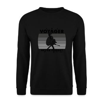 Never Forget Voyager 1977 Retro Funny Space Probe - Unisex Sweatshirt - black - Front - Alina (178cm) & Michal (187cm)