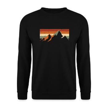 Retro Mountain Vintage Geschenkidee - Unisex Pullover - Schwarz - Vorne - Alina (178cm) & Michal (187cm)
