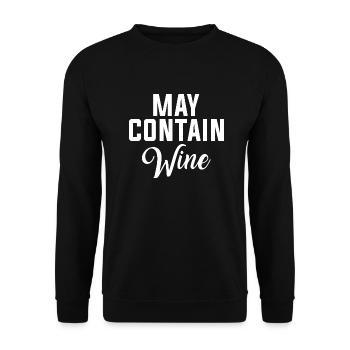 Kann Wein Alkohol enthalten Lustiges Trinken - Unisex Pullover - Schwarz - Vorne - Alina (178cm) & Michal (187cm)
