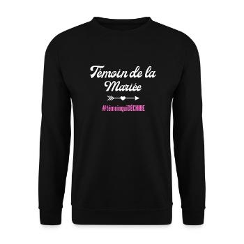 Trauzeuge der Braut - passendes T-Shirt - Unisex Pullover - Schwarz - Vorne - Alina (178cm) & Michal (187cm)