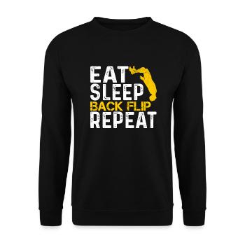Vintage Eat Sleep Back Flip Répéter, Retour Flip - Unisex Pullover - Schwarz - Vorne - Alina (178cm) & Michal (187cm)