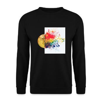 Krypto Gehirn 1 Bitcoin BTC ETH - Unisex Pullover - Schwarz - Vorne - Alina (178cm) & Michal (187cm)