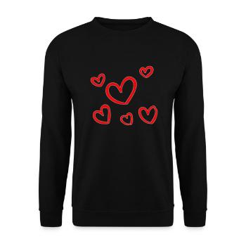 Liebe Herzen - Unisex Pullover - Schwarz - Vorne - Alina (178cm) & Michal (187cm)