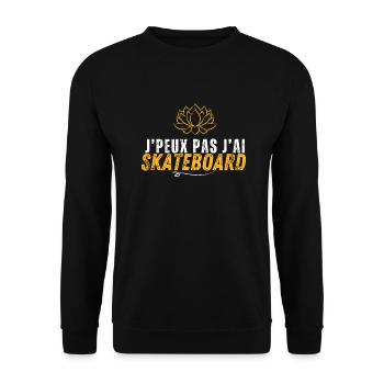 skateboard je peux pas j'ai skateboard - Sweat-shirt Unisexe - noir - Devant - Alina (178cm) & Michal (187cm)