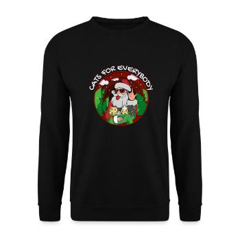 Katzen für alle Weihnachtskatze Lustig Hippister - Unisex Pullover - Schwarz - Vorne - Alina (178cm) & Michal (187cm)