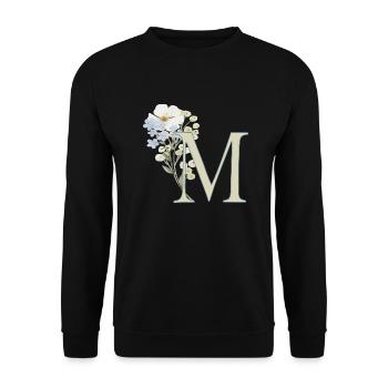 M avec des fleurs - Sweat-shirt Unisexe - noir - Devant - Alina (178cm) & Michal (187cm)
