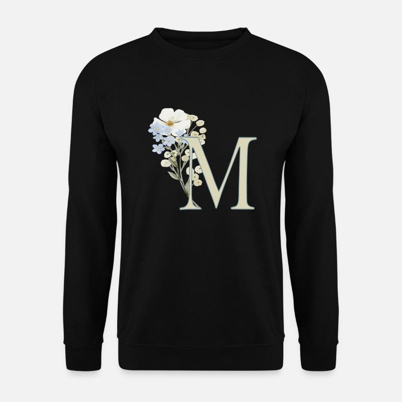 M mit Blumen - Unisex Pullover - Schwarz