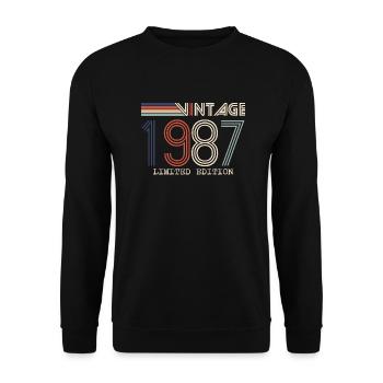 Jahrgang 1987 Jubiläumsgeschenk - Jahrgang 1987 - Unisex Pullover - Schwarz - Vorne - Alina (178cm) & Michal (187cm)