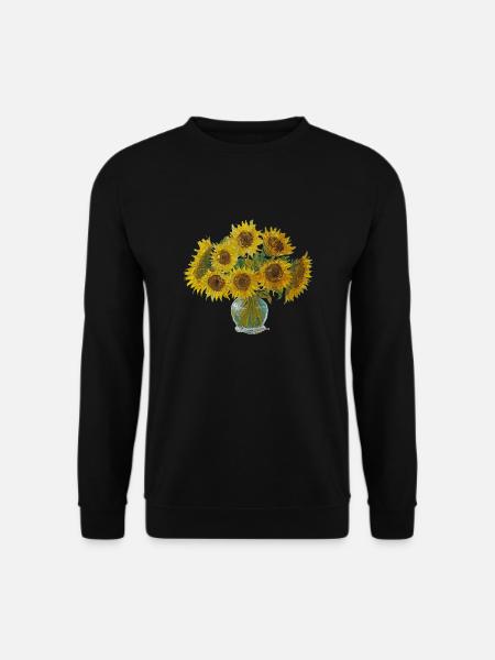 Sonnenblumen im Stil von Vincent van Gogh - Unisex Pullover - Schwarz
