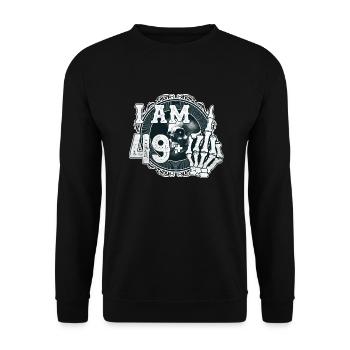 I'm 49 plus 1 middle finger Skull funny 50th - Unisex Sweatshirt - black - Front - Alina (178cm) & Michal (187cm)