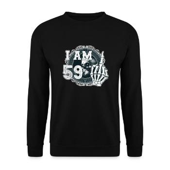 I'm 59 plus 1 middle finger Skull funny 60th - Unisex Sweatshirt - black - Front - Alina (178cm) & Michal (187cm)