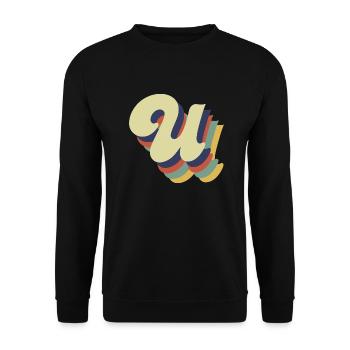 Retro U Letter - Unisex Sweatshirt - black - Front - Alina (178cm) & Michal (187cm)