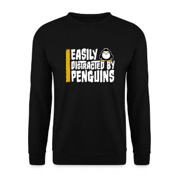 Facilement distrait par les pingouins Drôle Mignon Pingouin - Sweat-shirt Unisexe - noir - Devant - Alina (178cm) & Michal (187cm)