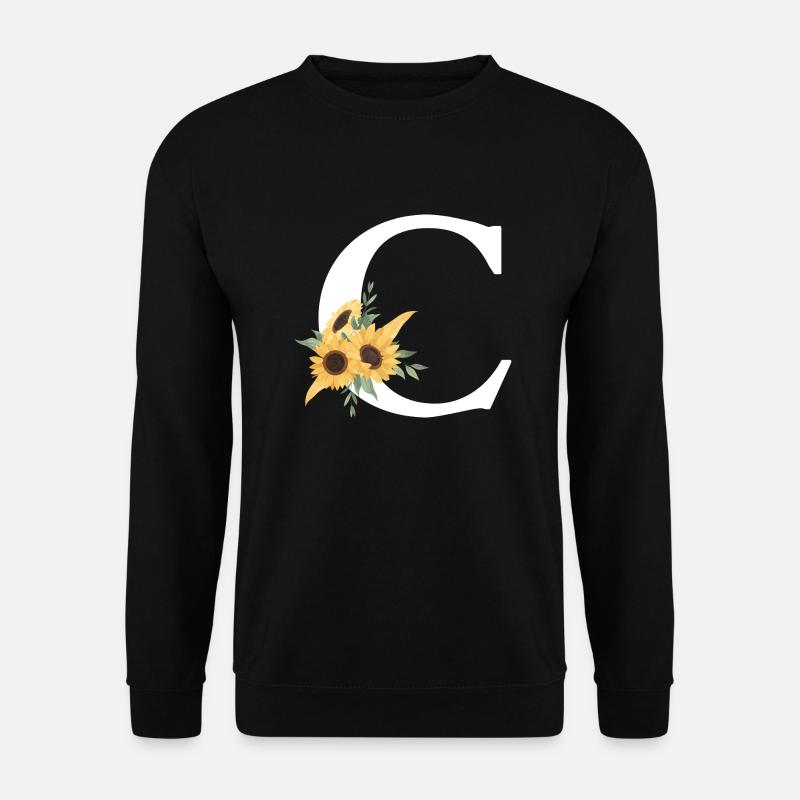 Buchstabe c Blumen-Sonnenblume - Unisex Pullover - Schwarz