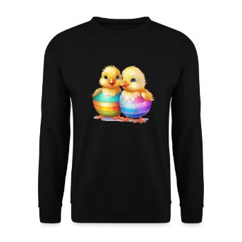 Pâques, Poussin, Oeuf De Pâques, Pâques, Drôle, Mignon - Sweat-shirt Unisexe - noir - Devant - Alina (178cm) & Michal (187cm)