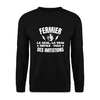 FARMER DER EINZIG WAHRE - Unisex Pullover - Schwarz - Vorne - Alina (178cm) & Michal (187cm)