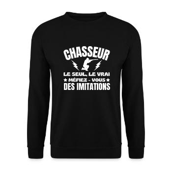 HUNTER IST DER EINZIG WAHRE - Unisex Pullover - Schwarz - Vorne - Alina (178cm) & Michal (187cm)