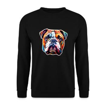 Bulldogge bunt - Unisex Pullover - Schwarz - Vorne - Alina (178cm) & Michal (187cm)