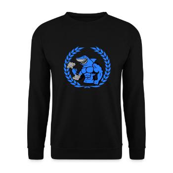 shark hai bodybuilding Hantel - Unisex Pullover - Schwarz - Vorne - Alina (178cm) & Michal (187cm)