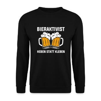 BIERAKTIVIST - HEBEN STATT KLEBEN - Unisex Pullover - Schwarz - Vorne - Alina (178cm) & Michal (187cm)