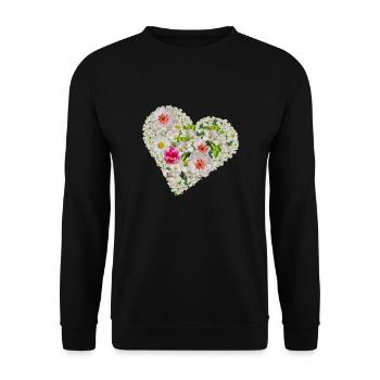 Blossom Heart Floral Chemise Printemps-Été - Sweat-shirt Unisexe - noir - Devant - Alina (178cm) & Michal (187cm)